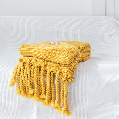 Tassel Knitted Throw Blanket