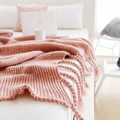Tassel Knitted Throw Blanket