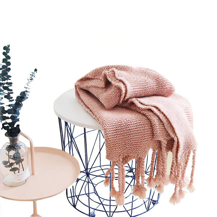 Tassel Knitted Throw Blanket