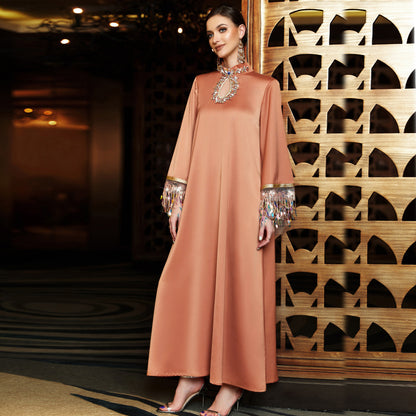 Tassel Long Dress with Hollow Neckline
