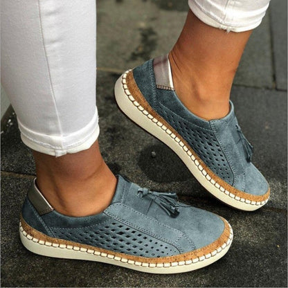 Tassel Round Toe Two-Color Stitching Casual Shoes