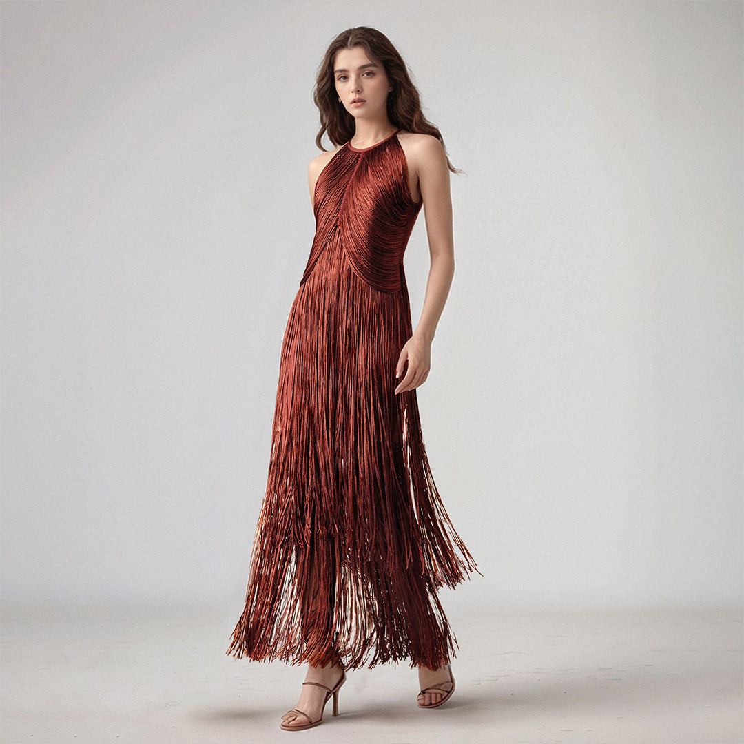 Tassel Sleeveless Waist Bandage Dress
