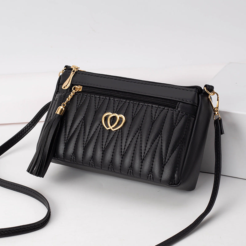 Tassel soft leather crossbody bag