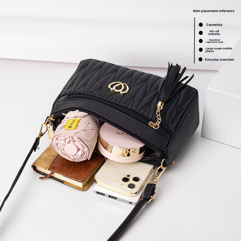 Tassel soft leather crossbody bag