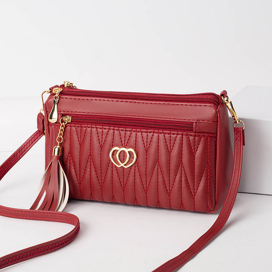 Tassel soft leather crossbody bag