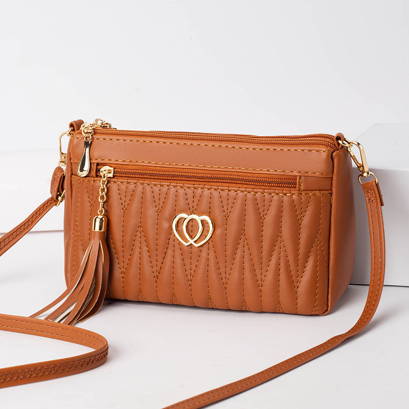 Tassel soft leather crossbody bag