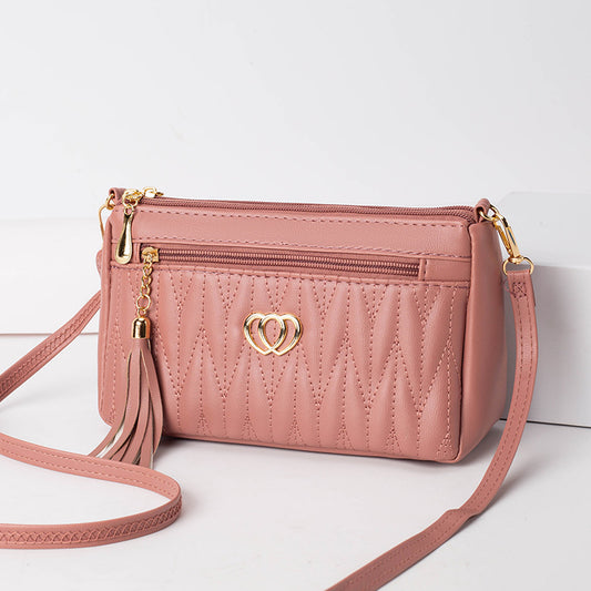 Tassel soft leather crossbody bag
