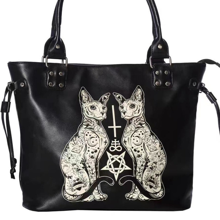 Tattoo Hairless Cat Pentagram Tote Bag