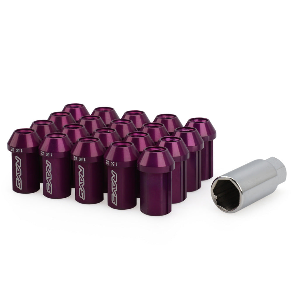 Tax-Included Car Modification Tire Nuts 7075 Aviation Aluminum Alloy Lightweight Anti-Theft Nuts 19 Pairs 42mm Long
