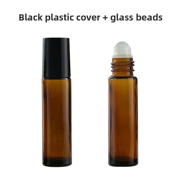 Tea-colored essential oil roll-on bottle
