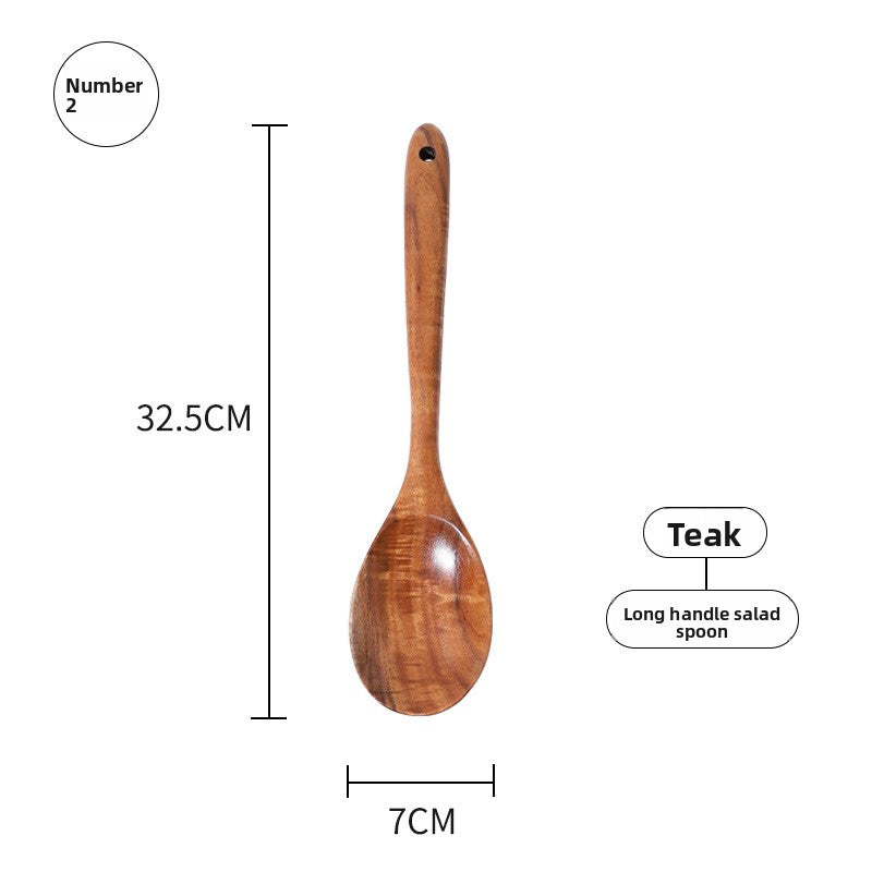 Teak Wooden Spoon Long Handle Japanese Style Kitchen Utensil