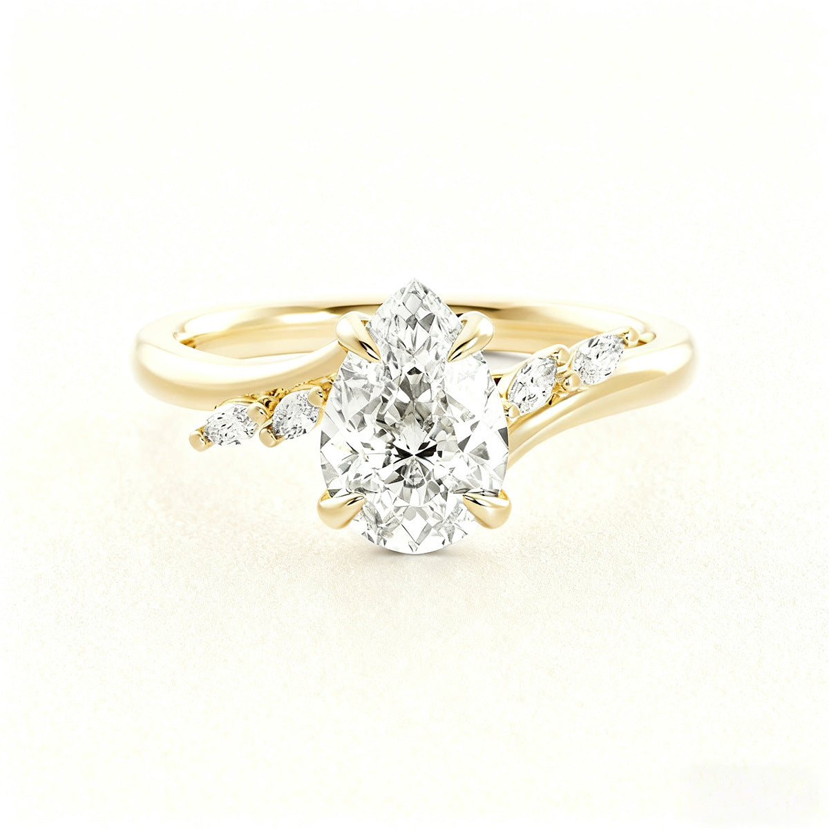 Teardrop Design Gold Plated Zircon Ring