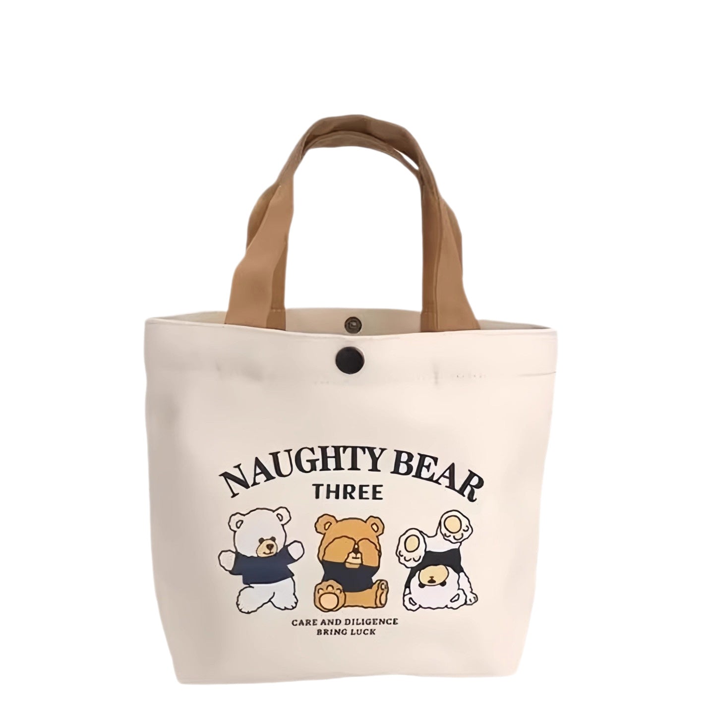 Teddy Bear Canvas Bag for Women – Convenient Handheld Tote for Office and Students