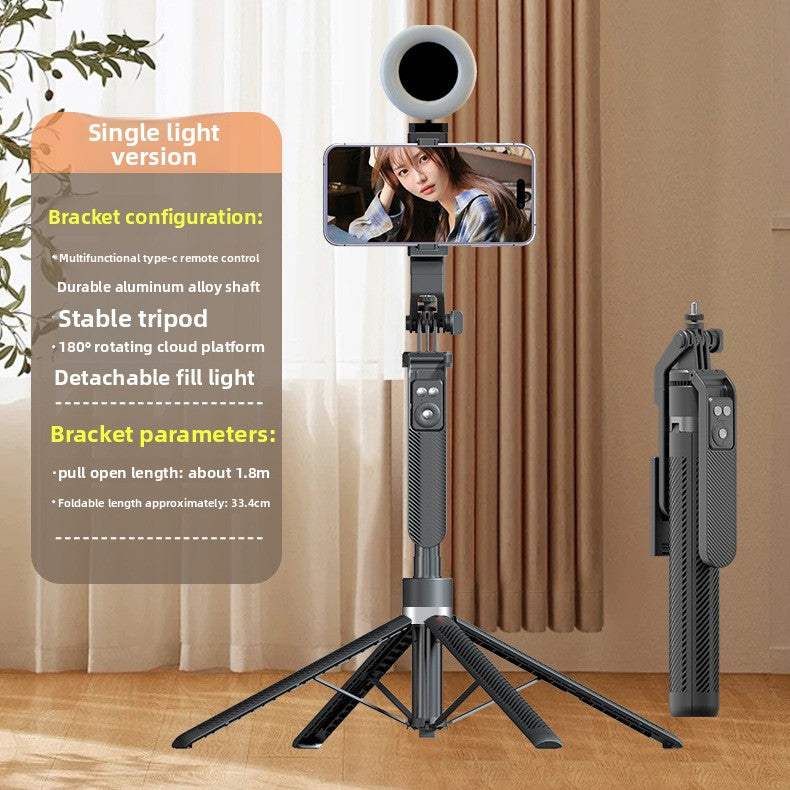 Telescopic Bluetooth Selfie Stick with Tripod and Fill Light