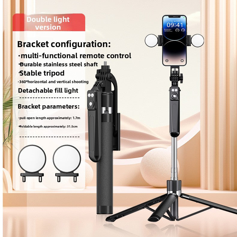 Telescopic Bluetooth Selfie Stick with Tripod and Fill Light