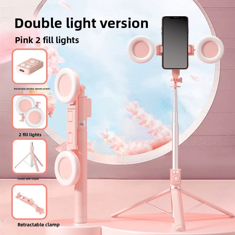 Telescopic Bluetooth Selfie Stick with Tripod and Fill Light