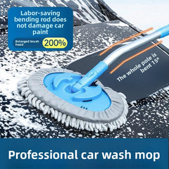 Bent pole blue three-section mop