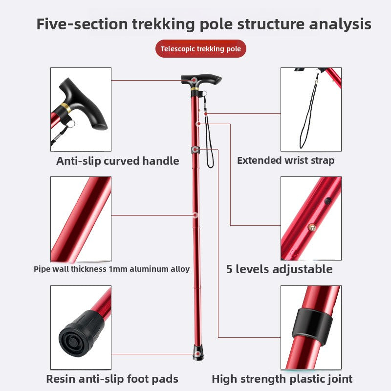 Telescopic Folding Trekking Pole with Wrist Strap