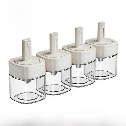 Telescopic Glass Seasoning Jar with Spoon Lid