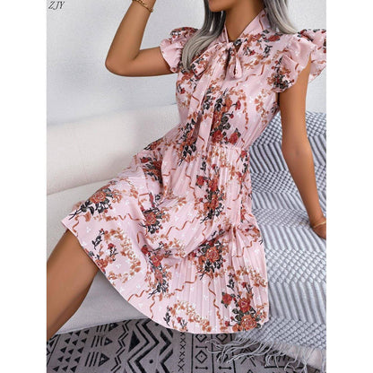 Temperament Waist Pleated Skirt Women Dress