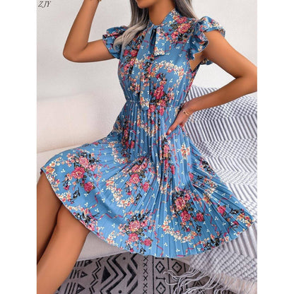 Temperament Waist Pleated Skirt Women Dress