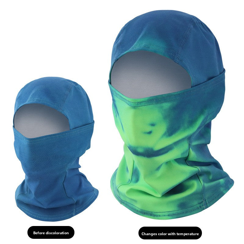 Temperature-sensitive respiratory discoloration headgear