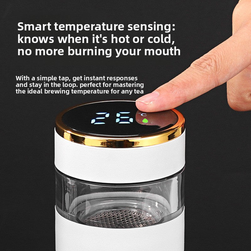 Temperature-showing tea-water separation tea thermos