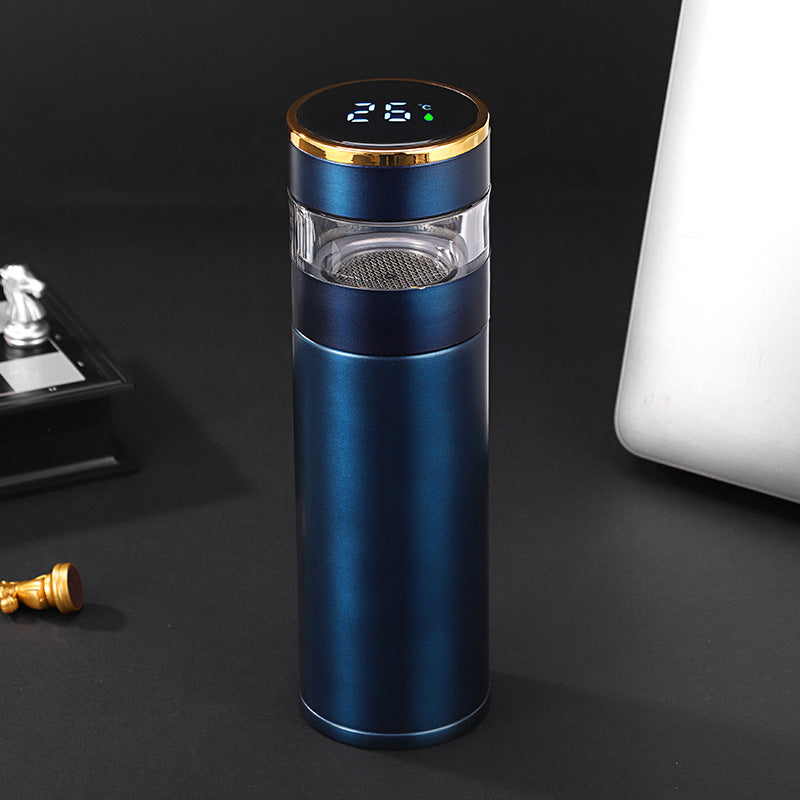 Temperature-showing tea-water separation tea thermos