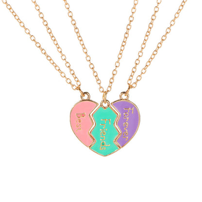 Temu cross-border European and American fashion personality best friends love stitching good friends girlfriends pendant set chain