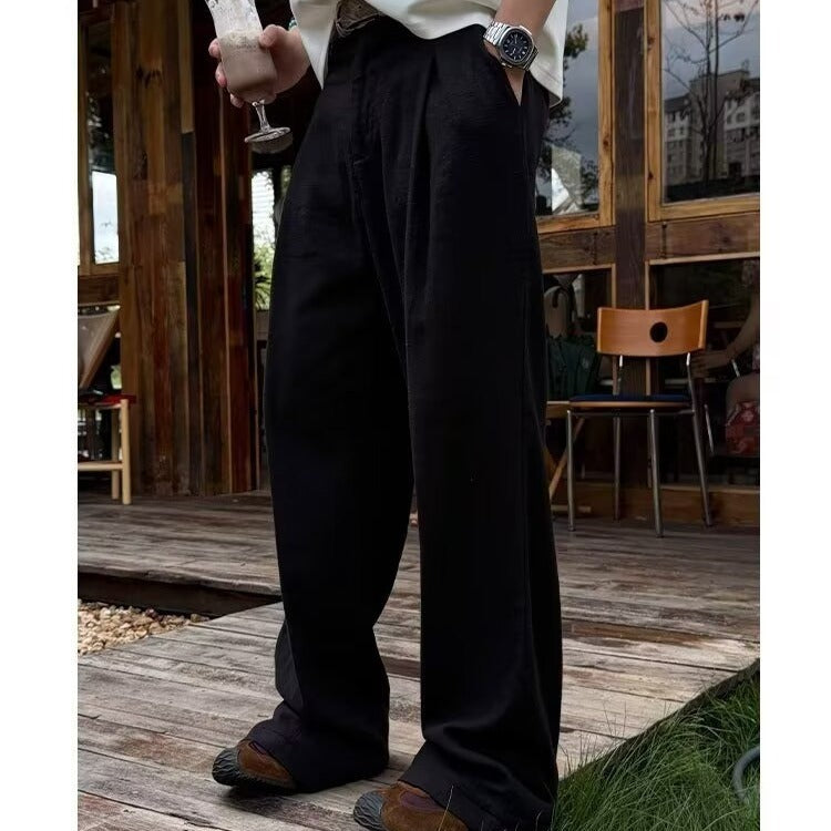 Tencel Linen Straight Wide-Leg Pants