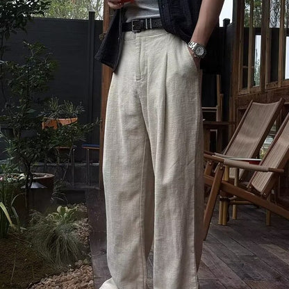 Tencel Linen Straight Wide-Leg Pants