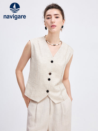 [Tencel] Navigare Italian Dinghy Summer Casual Women's Vest Short vest Outwear