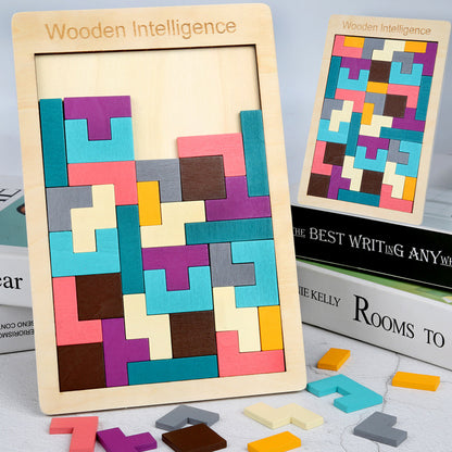Tetris Building Blocks Puzzle Educational Wooden Toy
