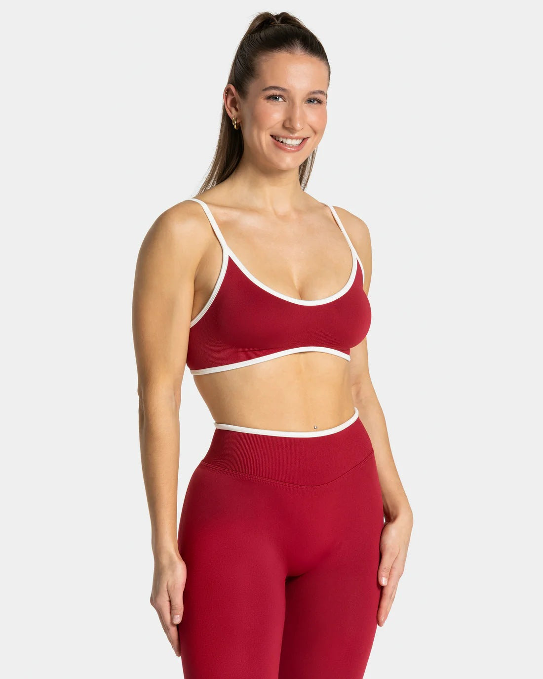 Teveo Contrast Color Shockproof Yoga Set Women Four-Piece Bra Shorts Vest Trousers