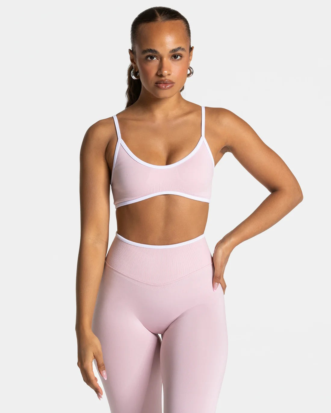 Teveo Contrast Color Shockproof Yoga Set Women Four-Piece Bra Shorts Vest Trousers