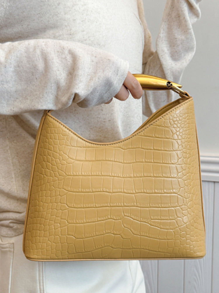 Textured Crocodile Pattern Bucket Bag