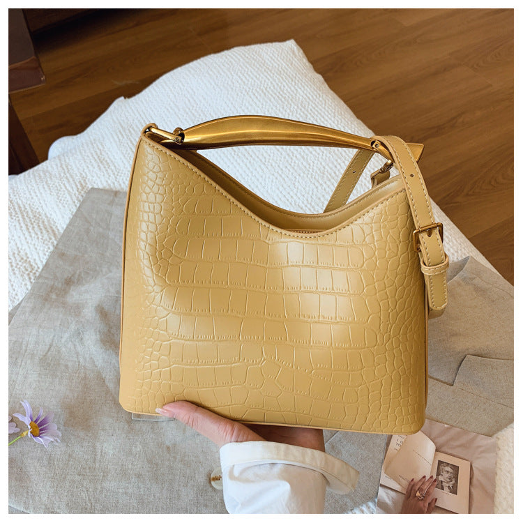 Textured Crocodile Pattern Bucket Bag