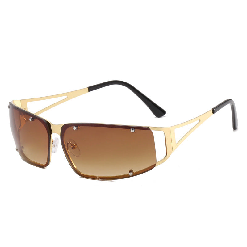 Textured Cut Out Metal Sunglasses UV400 Protection