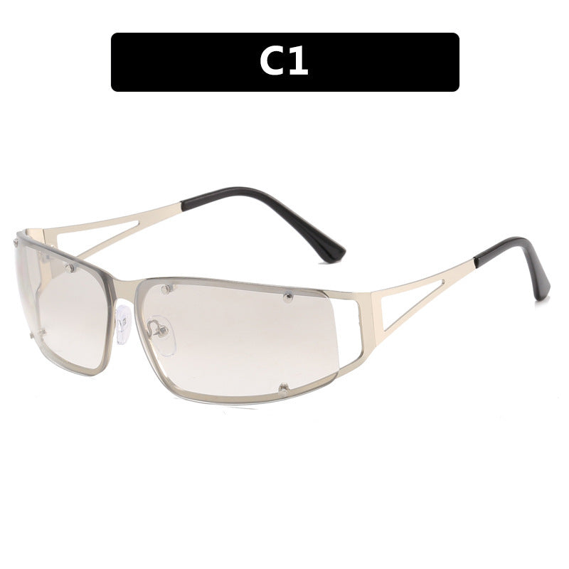 Textured Cut Out Metal Sunglasses UV400 Protection