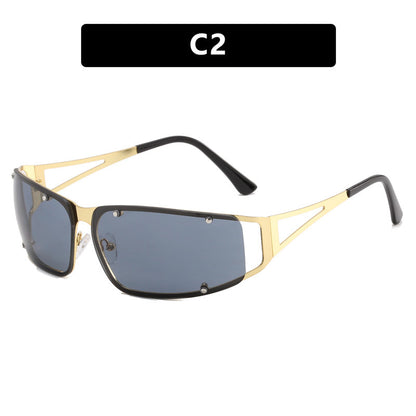 Textured Cut Out Metal Sunglasses UV400 Protection