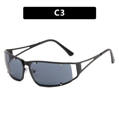 Textured Cut Out Metal Sunglasses UV400 Protection
