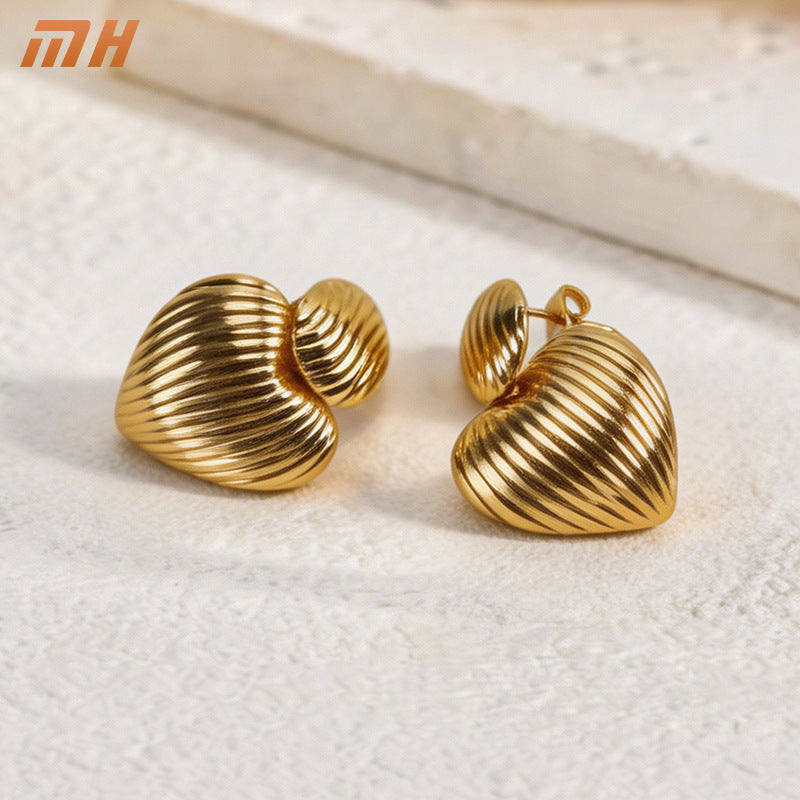 Textured Heart Shape Earrings