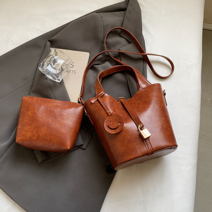 Textured Retro Bucket Bag