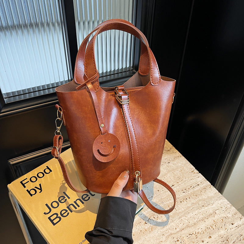 Textured Retro Bucket Bag