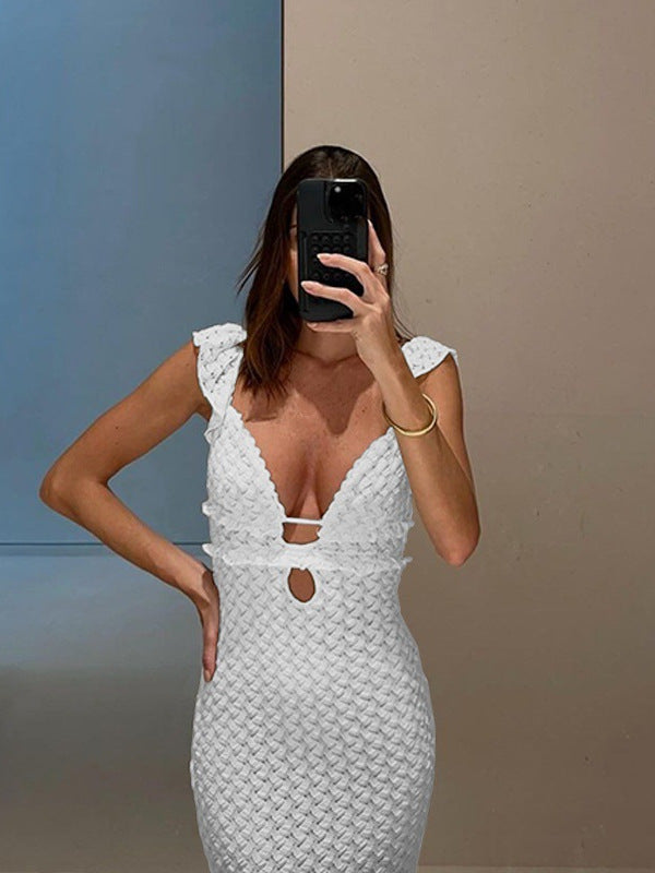 Textured sash dress