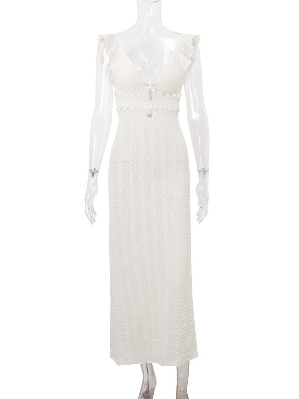 Textured sash dress