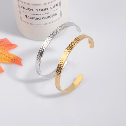 Textured Stainless Steel Open Bracelet