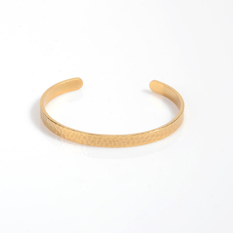 Textured Stainless Steel Open Bracelet