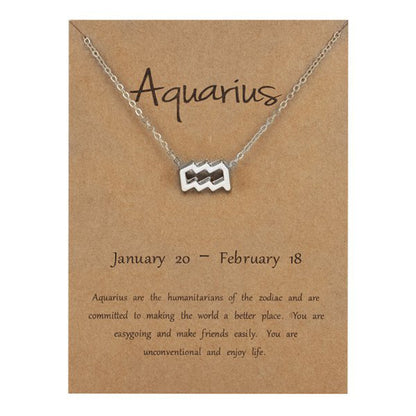 The 12 zodiac signs water diamond paper card necklace is a versatile collarbone chain