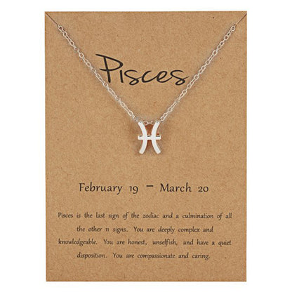 The 12 zodiac signs water diamond paper card necklace is a versatile collarbone chain